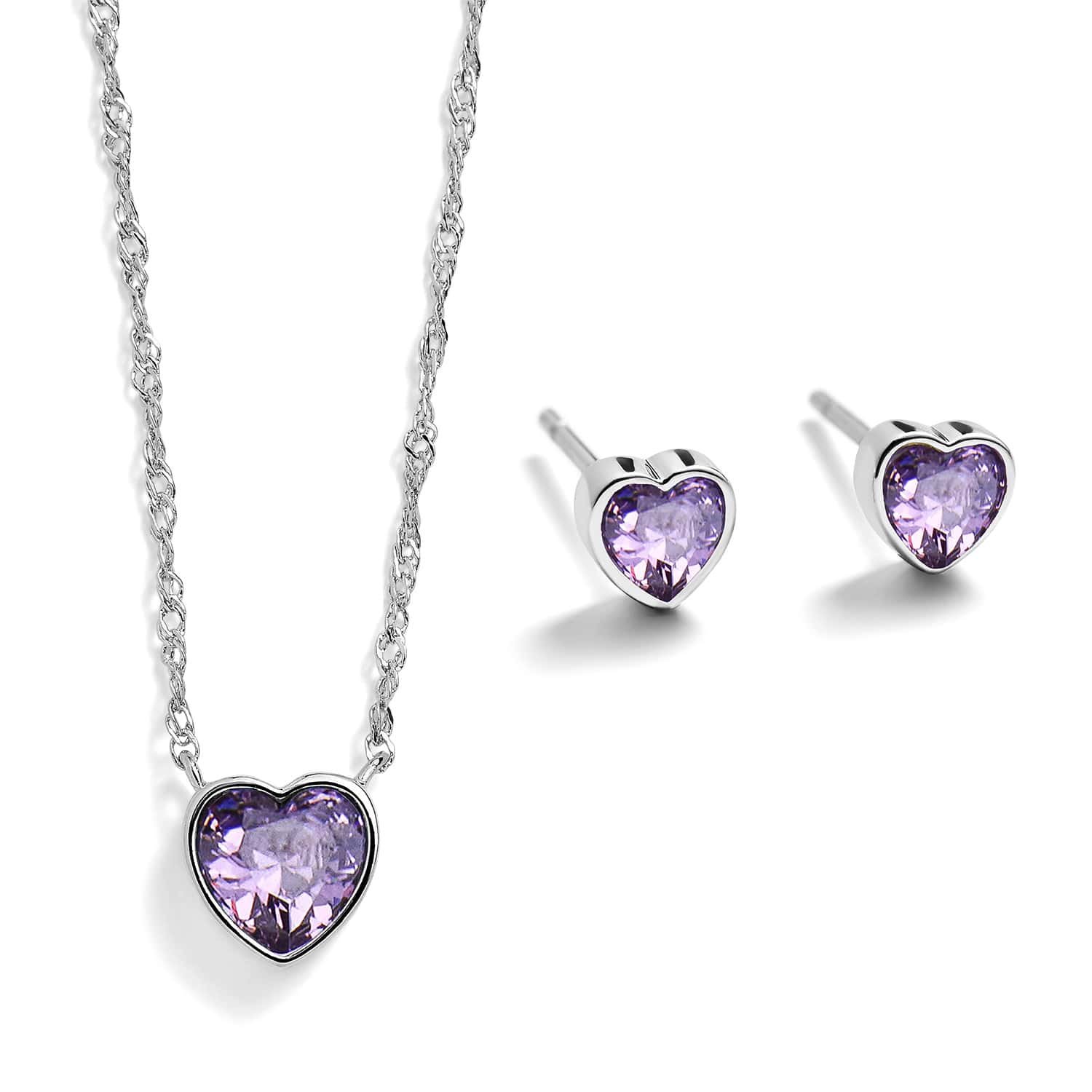 Heart Birthstone Pendant and Stud Gift Set - Image 3