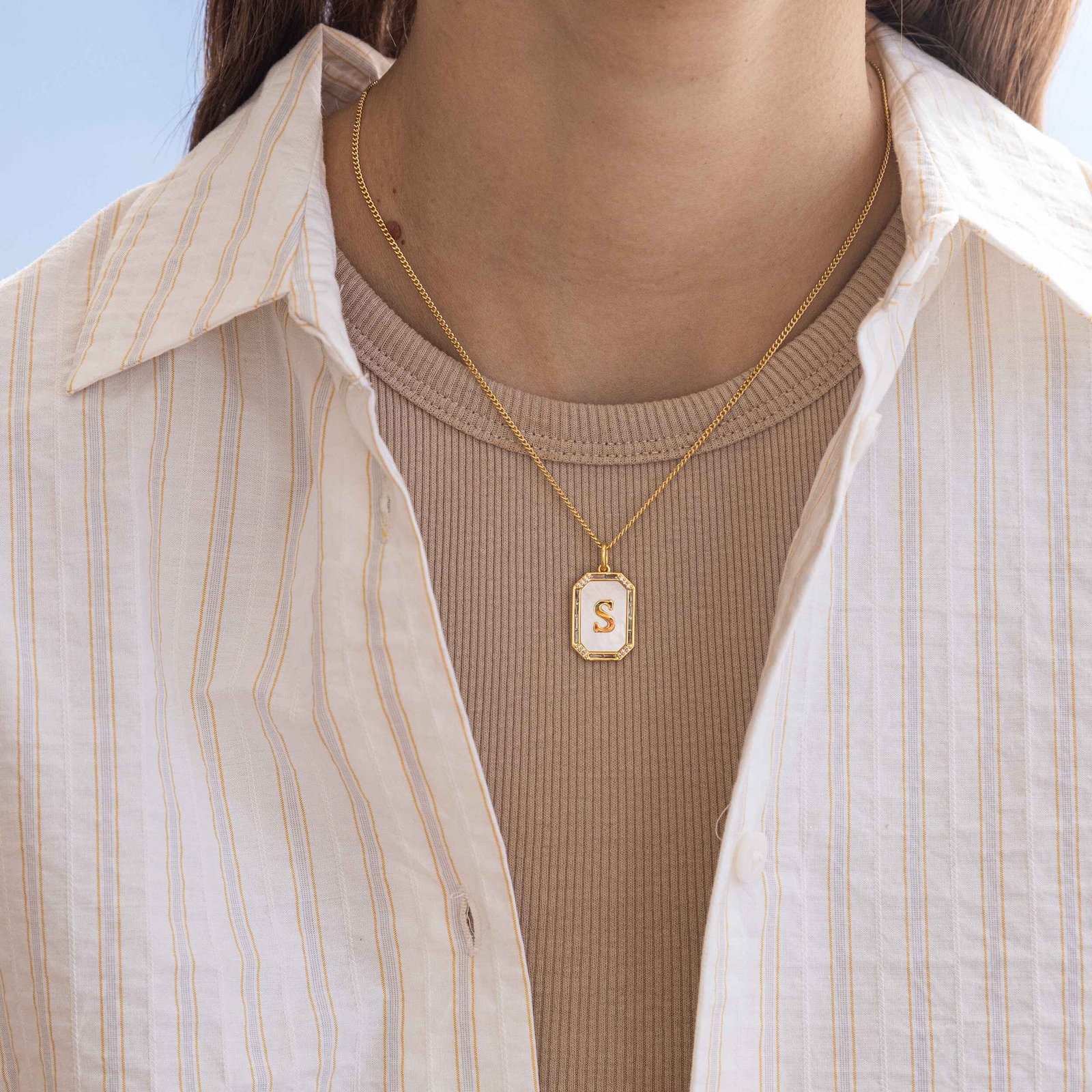 Mother Of Pearl Initial Necklace - Image 54