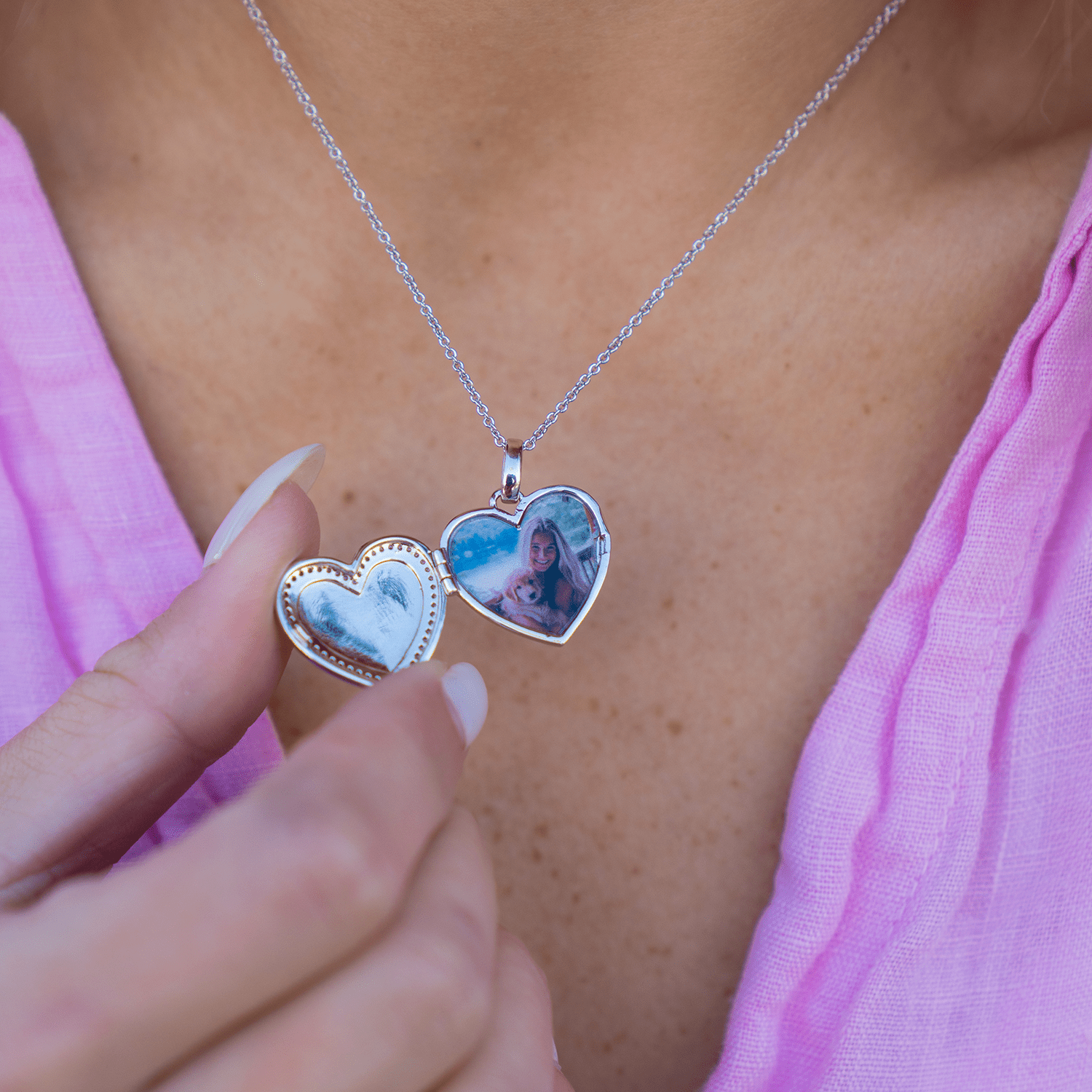 Personalized Heart Locket Necklace - Image 6