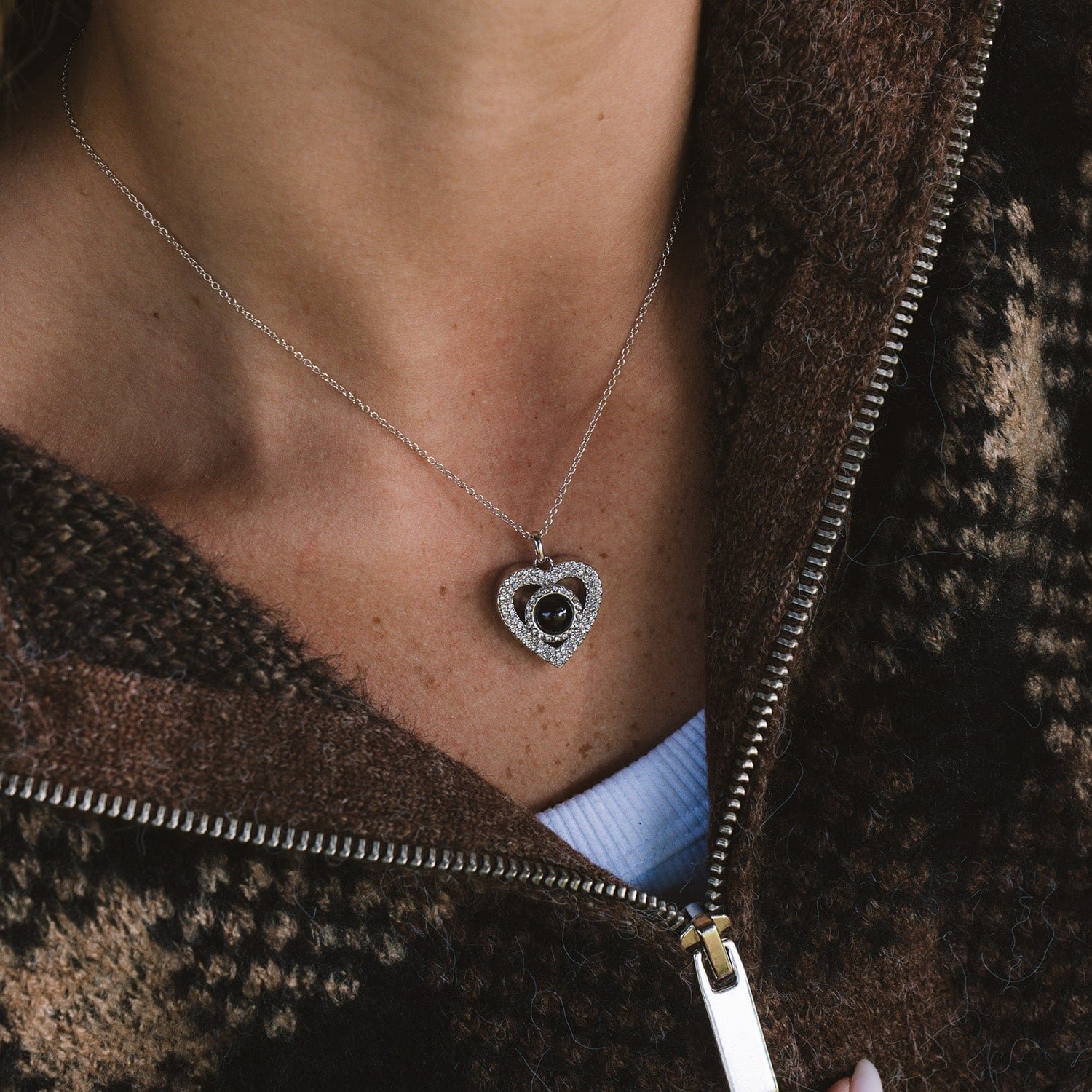 Personalized Pavé Heart Necklace - Image 4