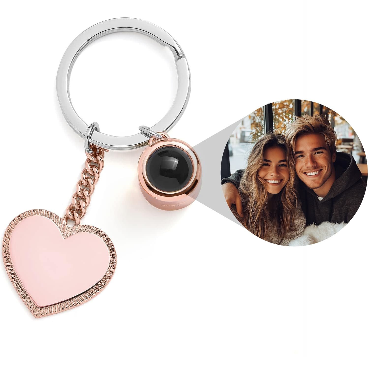 Engravable Heart Photo Keychain - Image 2
