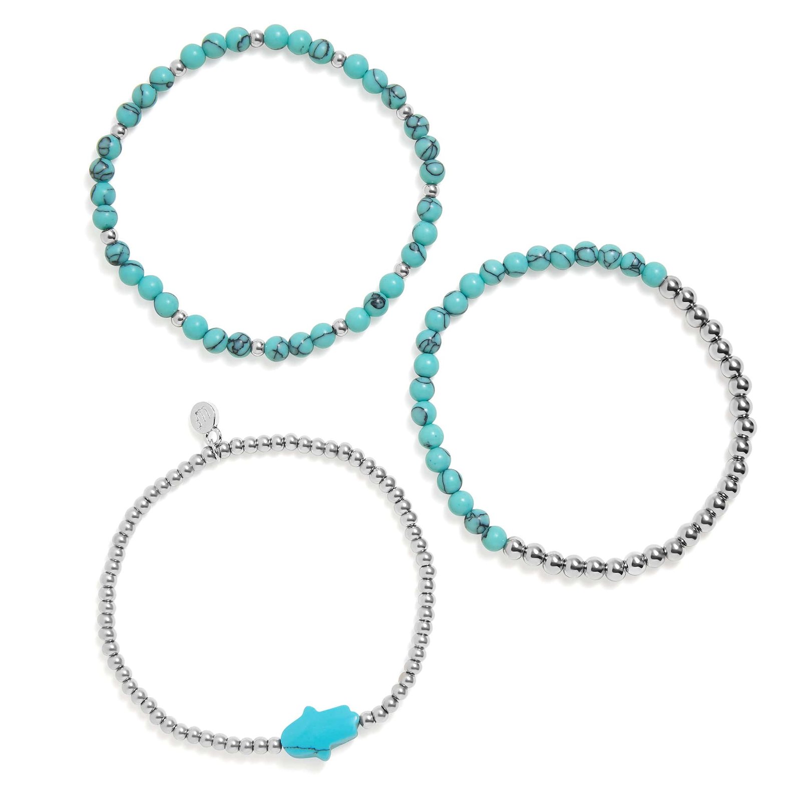 Turquoise Hamsa Stretch Bracelet Set - Image 2
